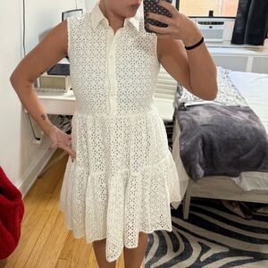 Kate Spade Elegant White Sleeveless Lace Dress